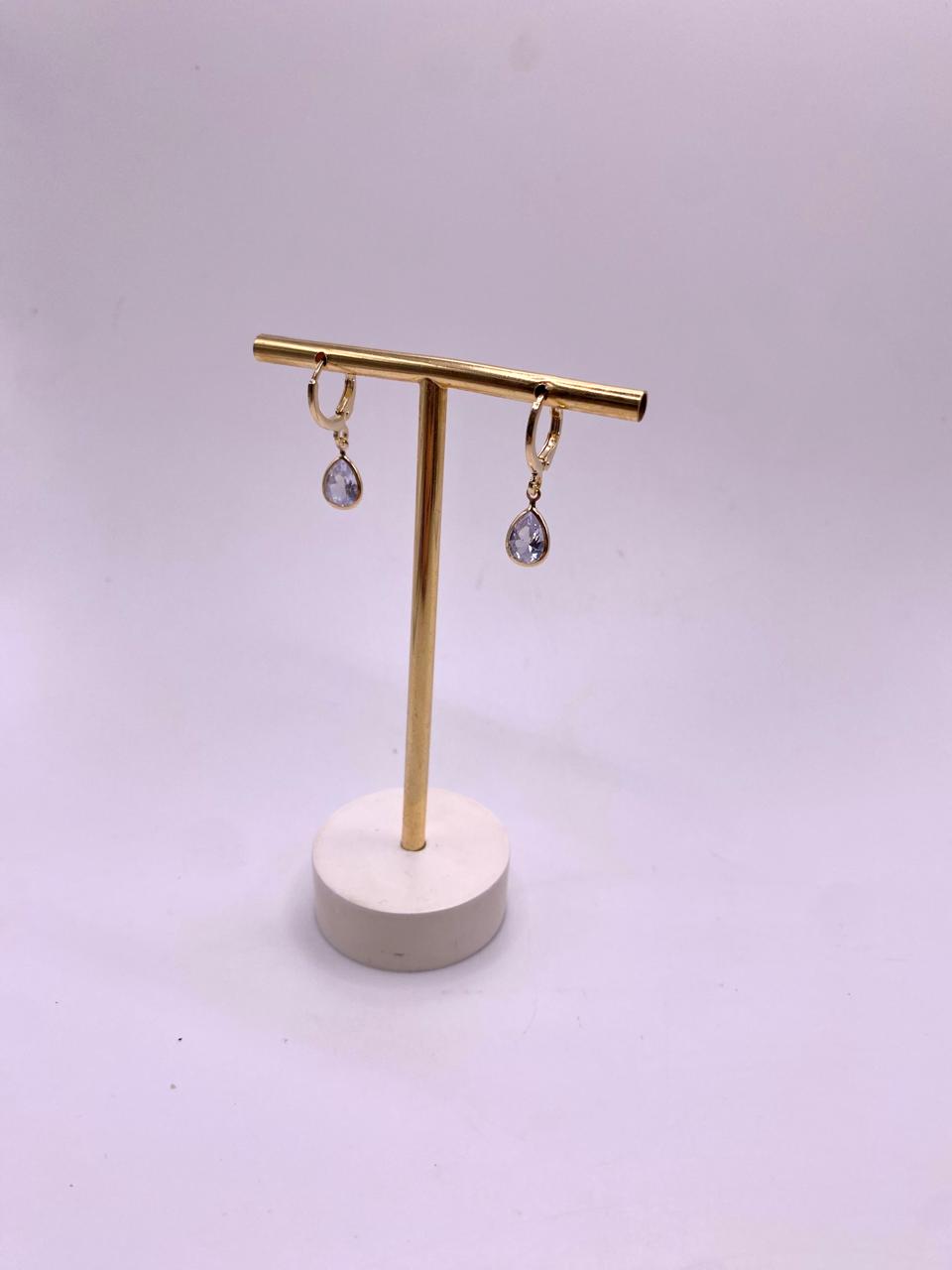 Brinco Argola Articulada C/ Gota Zircônia 9mm
