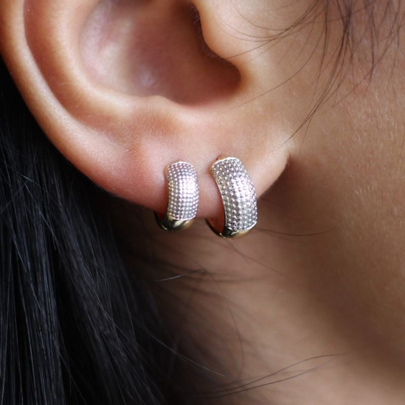 Duo Argolinhas com Aplique de Ródio Branco 17mm 14mm
