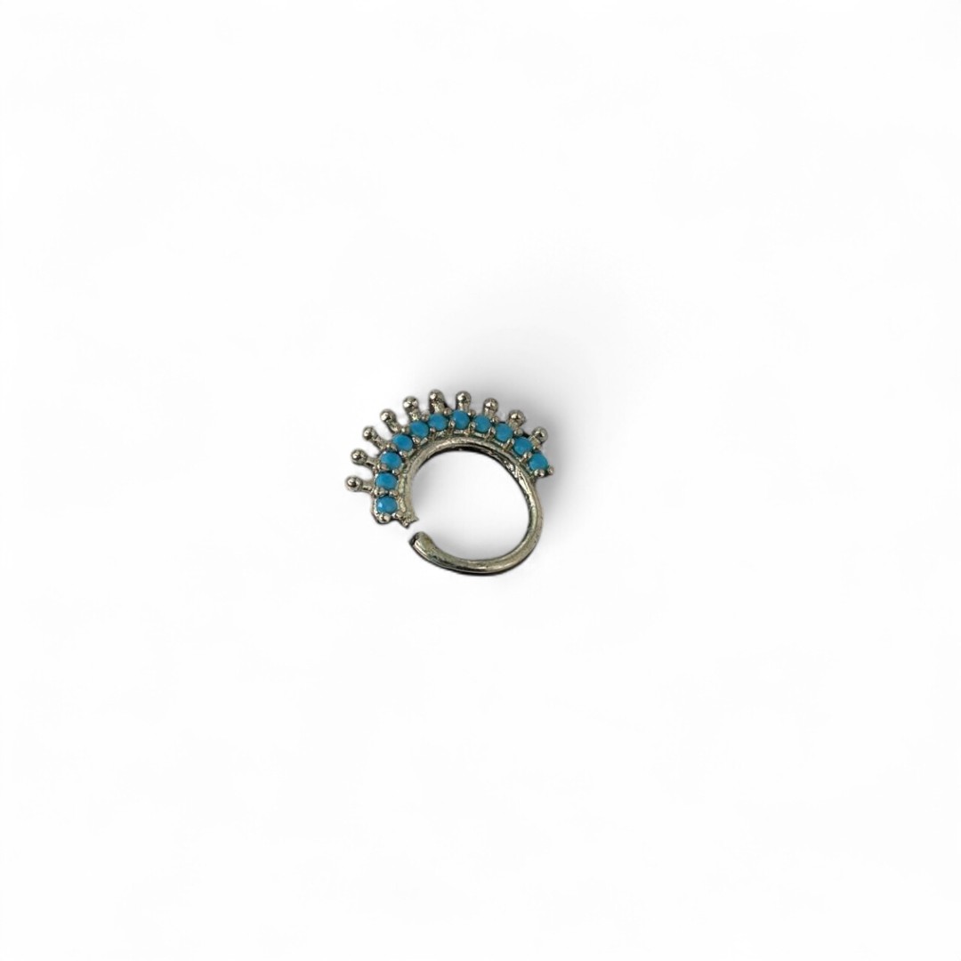 PIERCING SEPTO ZIRCONIA VERDE AGUA - BANHADO A RÓDIO BRANCO