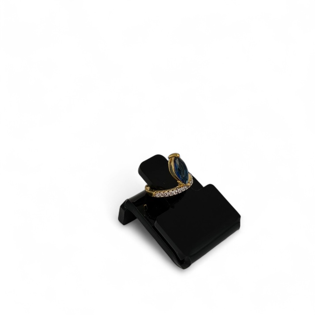 PIERCING FAKE FILEIRA ZIRCONIA CRISTAL E PEDRA AZUL - BANHADO A OURO 18K