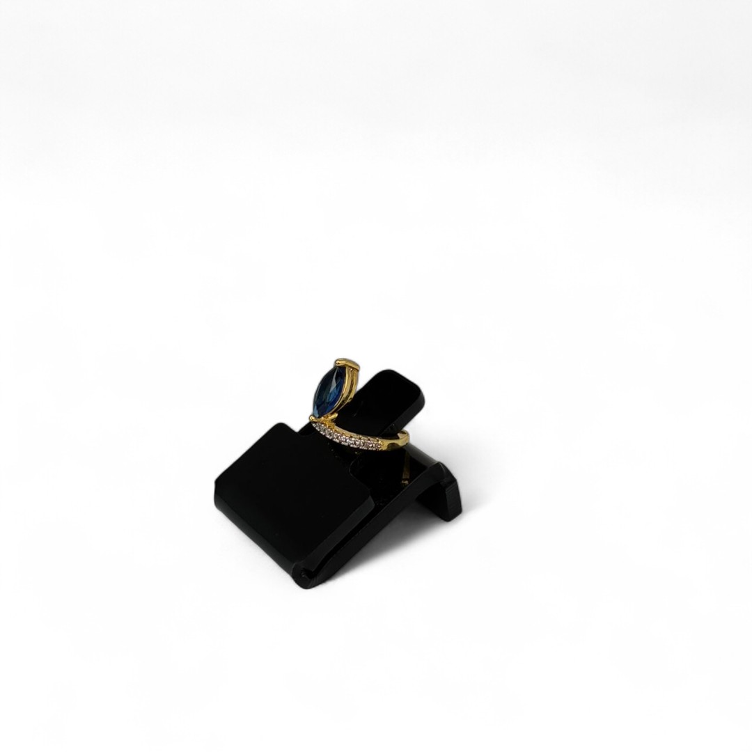 PIERCING FAKE FILEIRA ZIRCONIA CRISTAL E PEDRA AZUL - BANHADO A OURO 18K