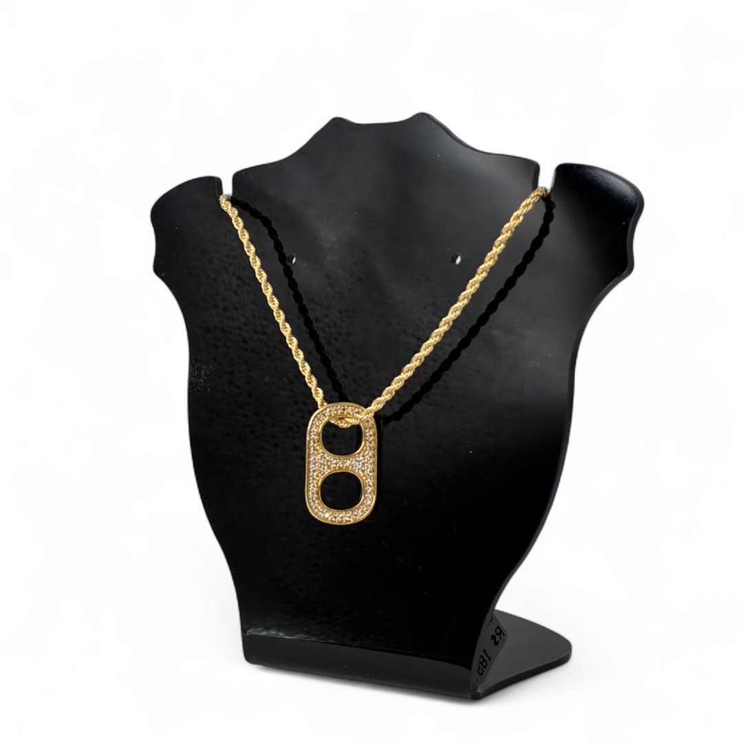 CORRENTE CORDÃO BAIANO LACRE CRAVEJADO ZIRCONIA CRISTAL- BANHADO A OURO 18K