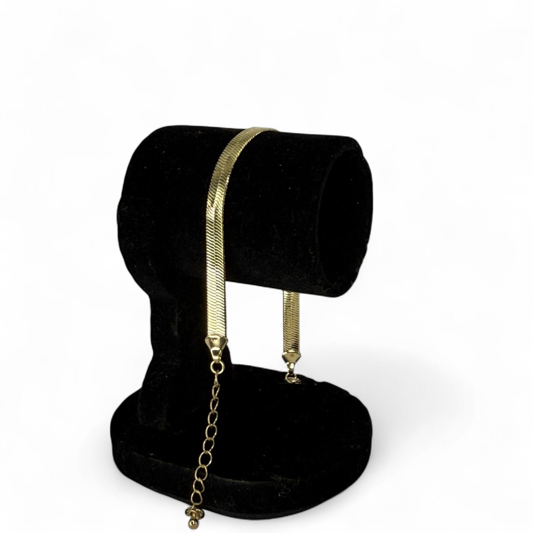 PULSEIRA RABO DE RATO MÉDIO LISO E EXTENSOR - BANHADO A OURO 18K