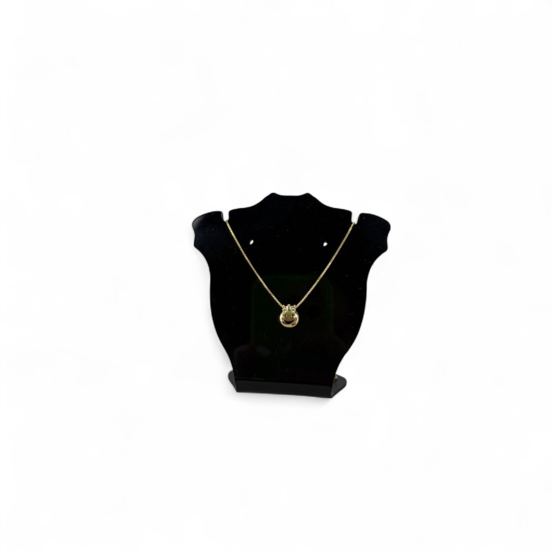 CORRENTE VENEZIANA PINGENTE MENINA LISO REDONDO  - BANHADO A OURO 18K