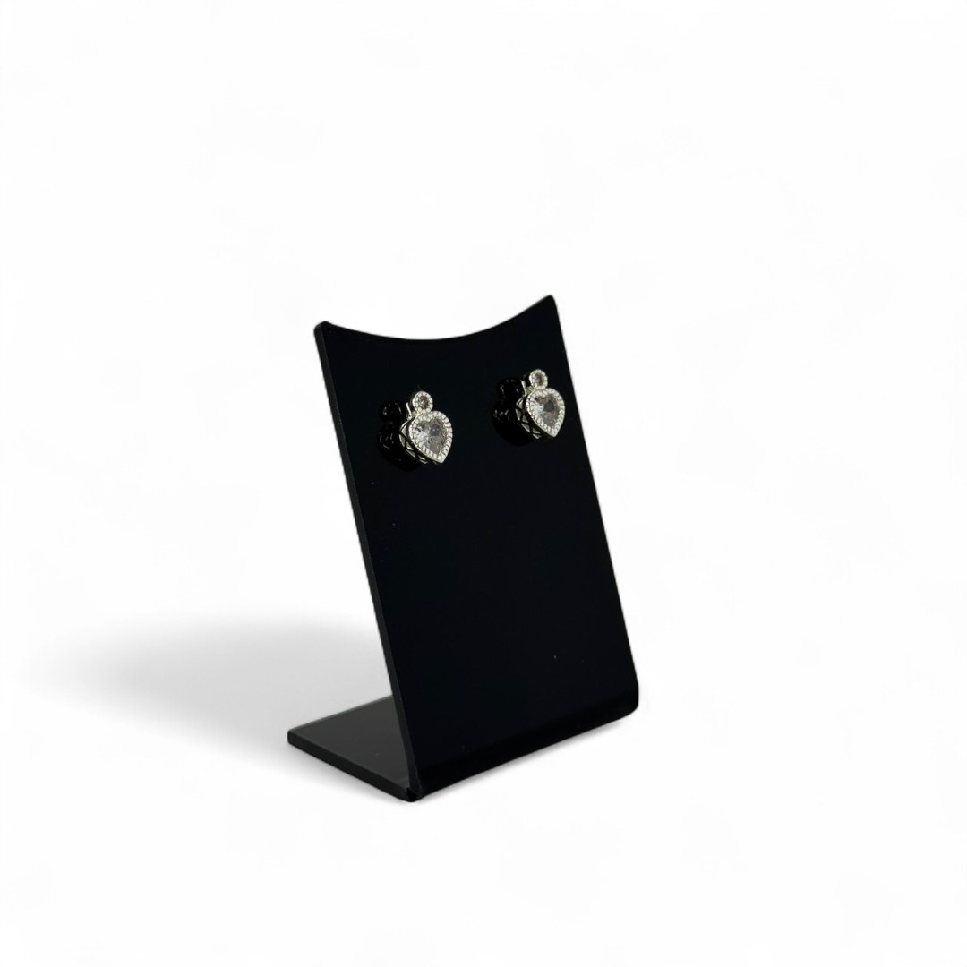 BRINCO PONTO DE LUZ COM CORAÇÃO PENDURADO ZIRCONIA CRISTAL - BANHADO A PRATA 925