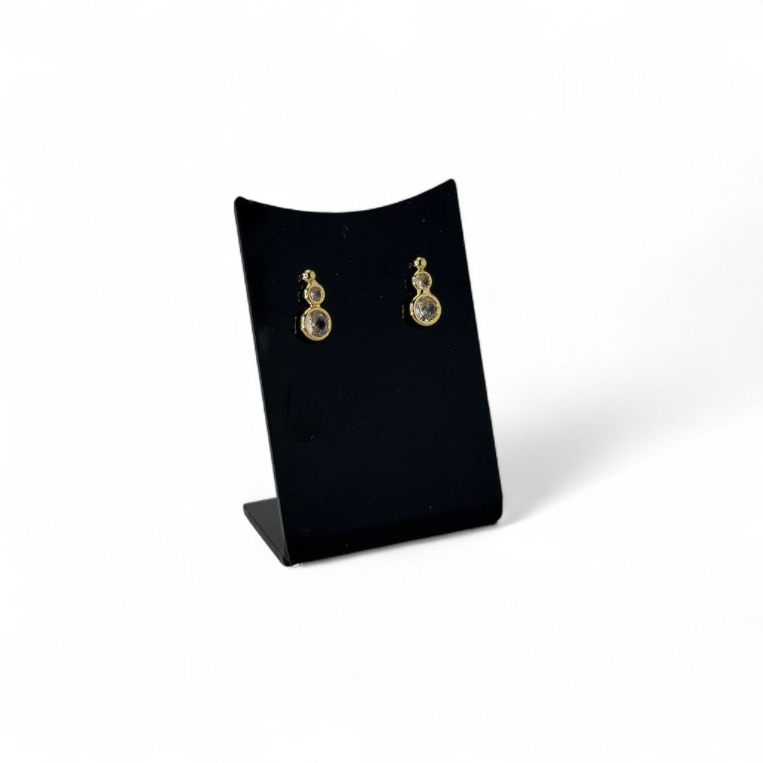 BRINCO PONTO DE LUZ BOLINHA TRIPLA ZIRCONIA CRISTAL - BANHADO A OURO 18K