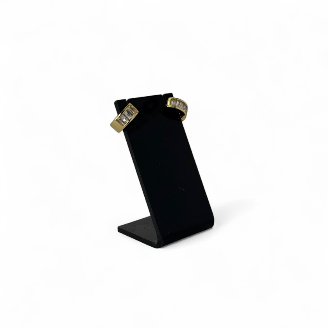 BRINCO ARGOLA GORDINHA COM NAVETE CRISTAL MÉDIO - BANHADO A OURO 18K