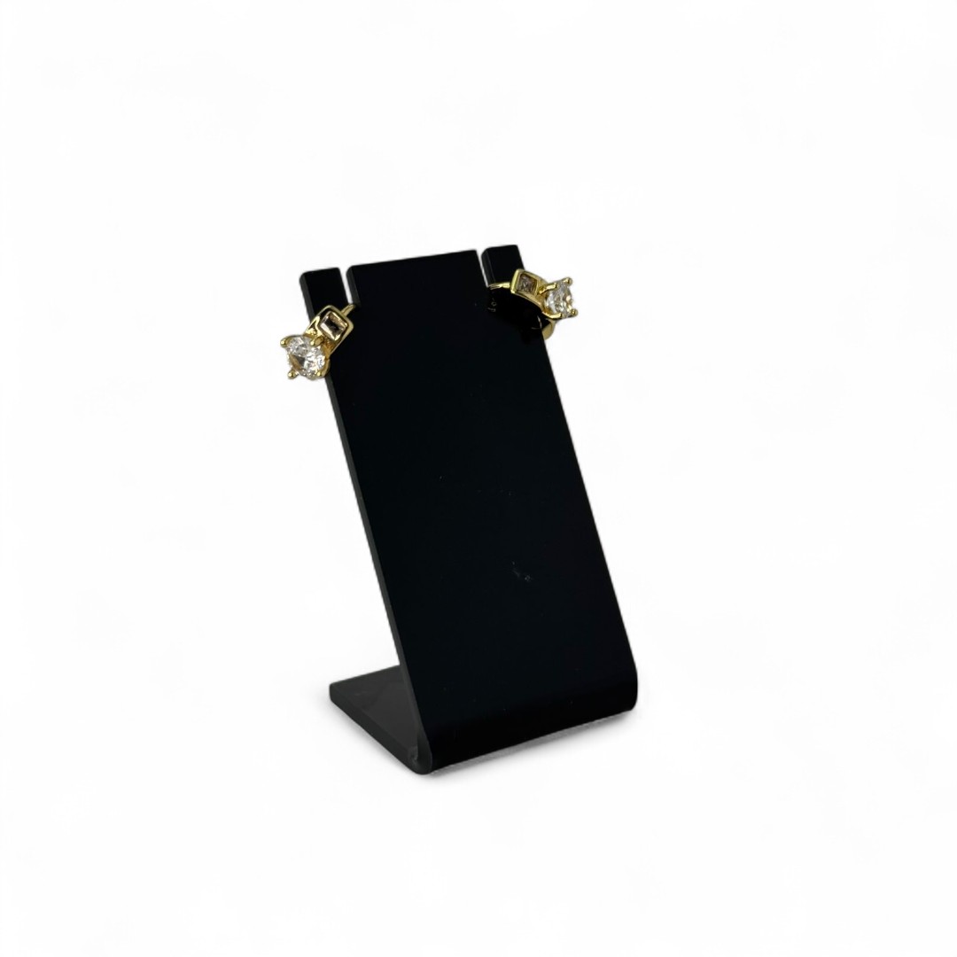 BRINCO ARGOLA PEQUENA COM PONTO DE LUZ E NAVETE CRISTAL - BANHADO A OURO 18K