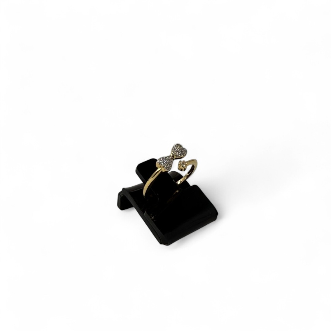 ANEL REGULAVEL LAÇO CRAVEJADO + ARO COM PONTO DE LUZ CRISTAL - BANHADO A OURO 18K