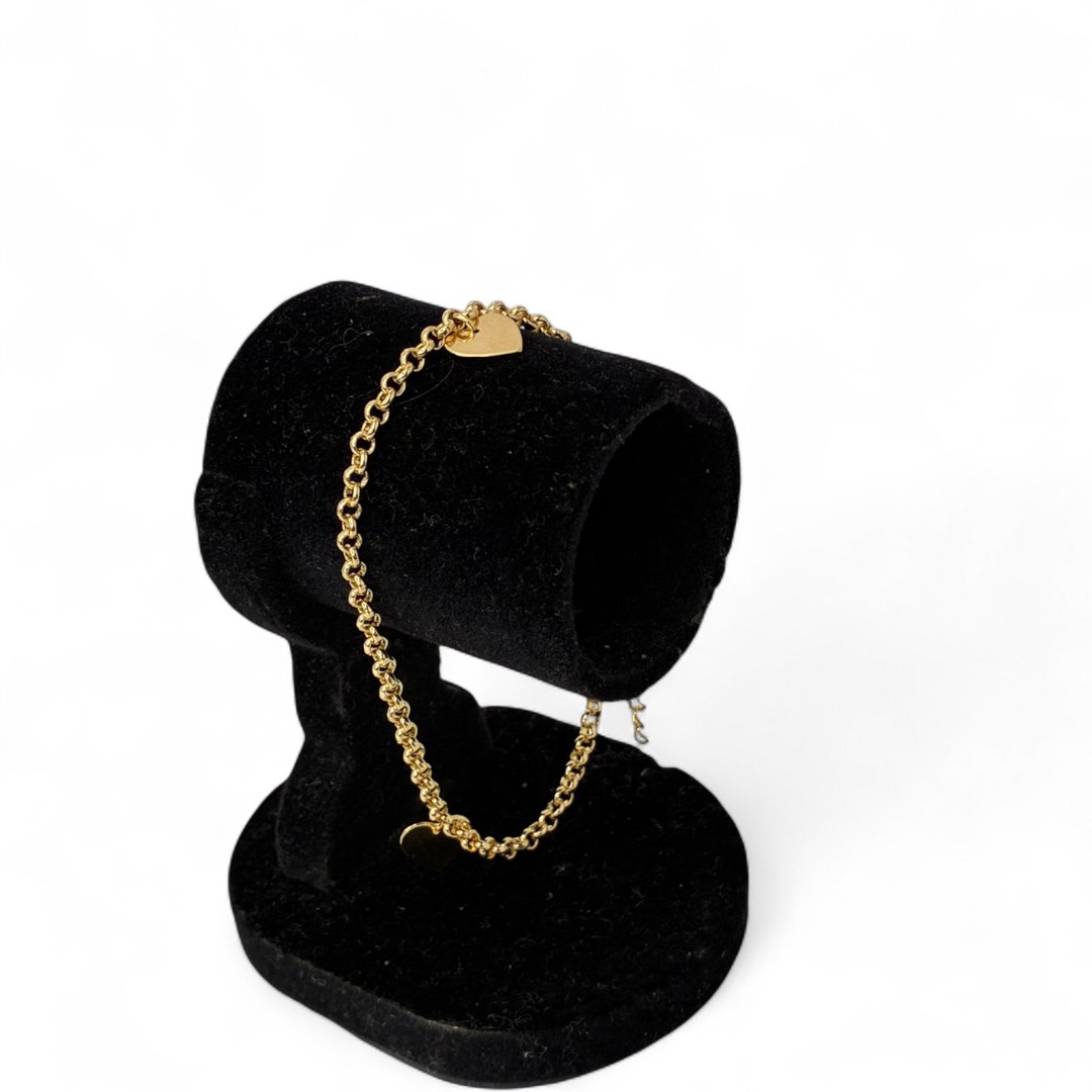 TORNOZELEIRA GRUMET COM CORAÇÕES CHEIOS LISOS - BANHADO A OURO 18K