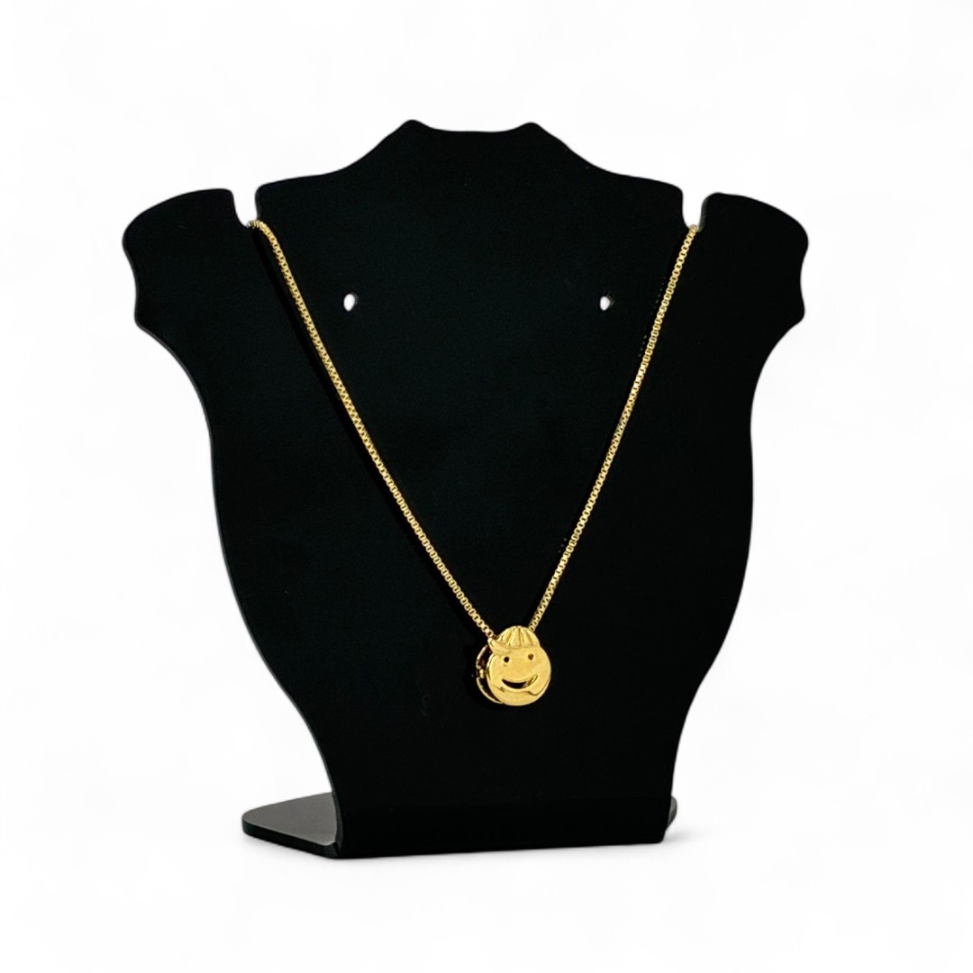 CORRENTE VENEZIANA PINGENTE MENINO REDONDO LISO - BANHADO A OURO 18K