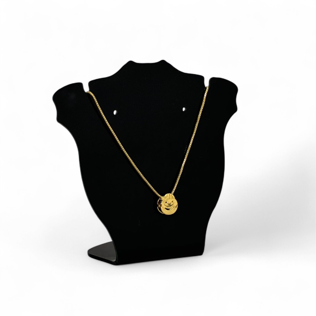CORRENTE VENEZIANA PINGENTE MENINO REDONDO LISO - BANHADO A OURO 18K