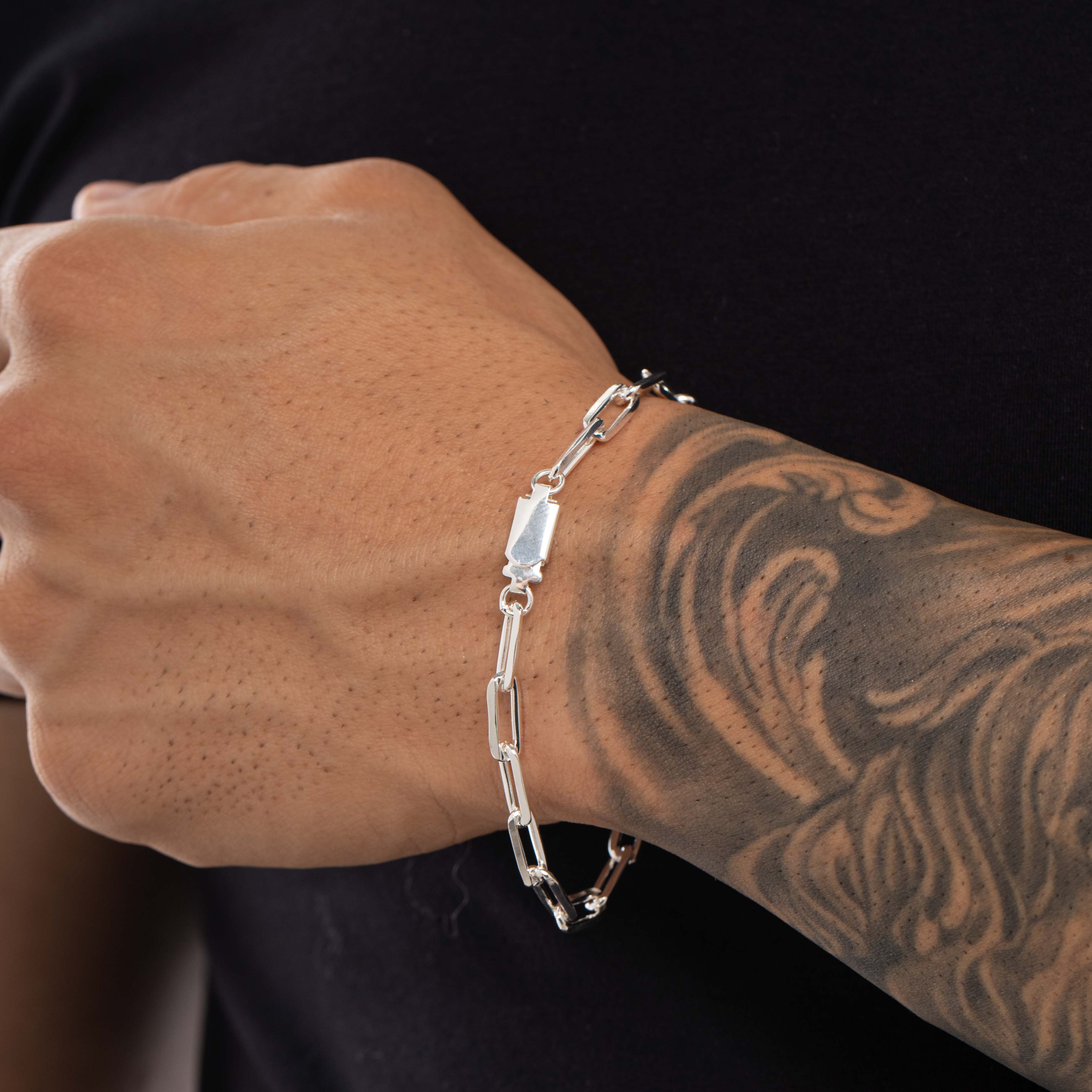 PULSEIRA MASCULINA CARTHIE GROSSO ELO LARGO COM FECHO GAVETA 1.6MM  - BANHADO A PRATA 925
