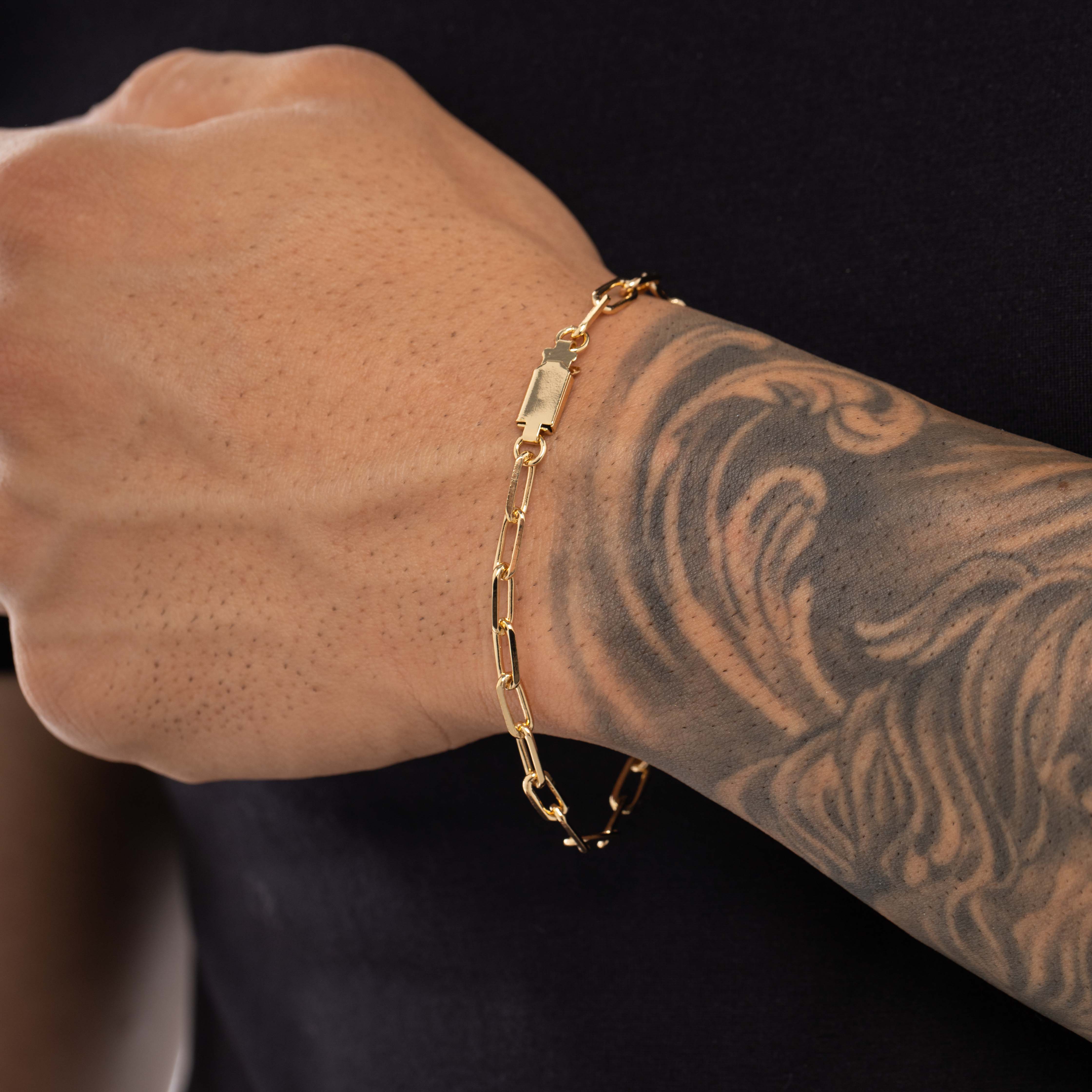 PULSEIRA MASCULINA CARTHIE MÉDIO ELO LARGO COM FECHO GAVETA 1.0MM - BANHADO A OURO 18K