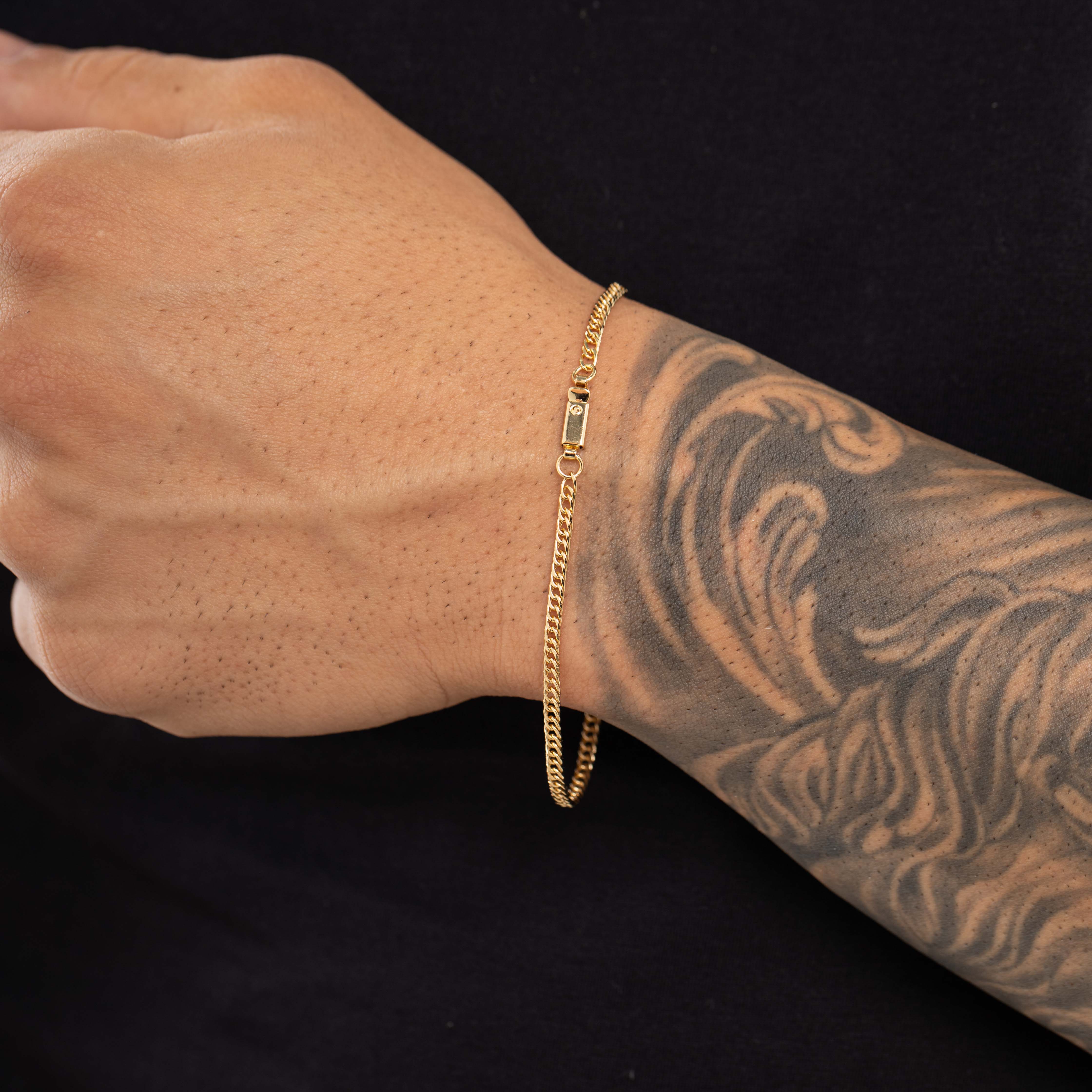 PULSEIRA MASCULINA GRUMET DUPLA TRANÇADO FINO COM FECHO GAVETA   - BANHADO A OURO 18K