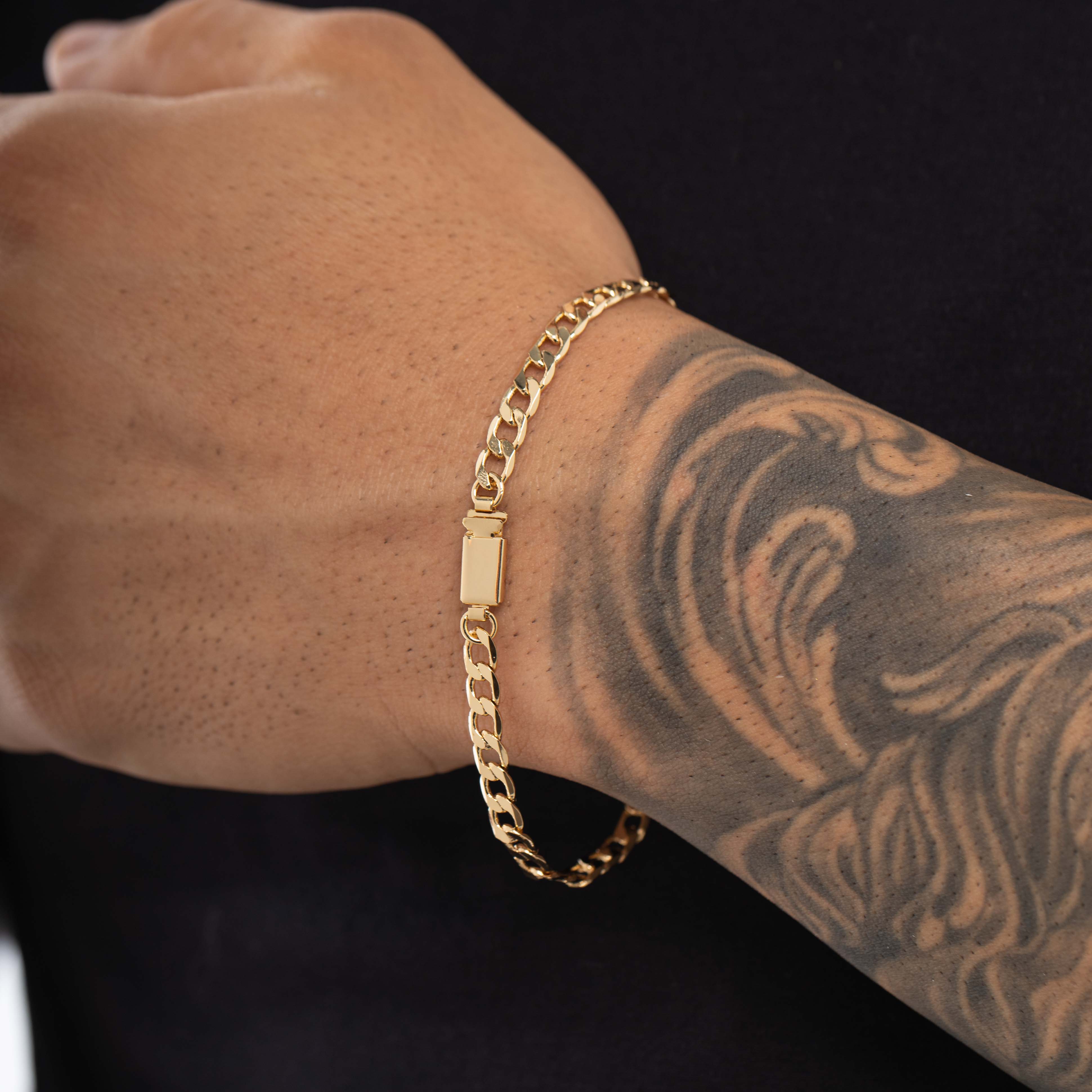 PULSEIRA MASCULINA GRUMET LARGO COM FECHO GAVETA  - BANHADO A OURO 18K