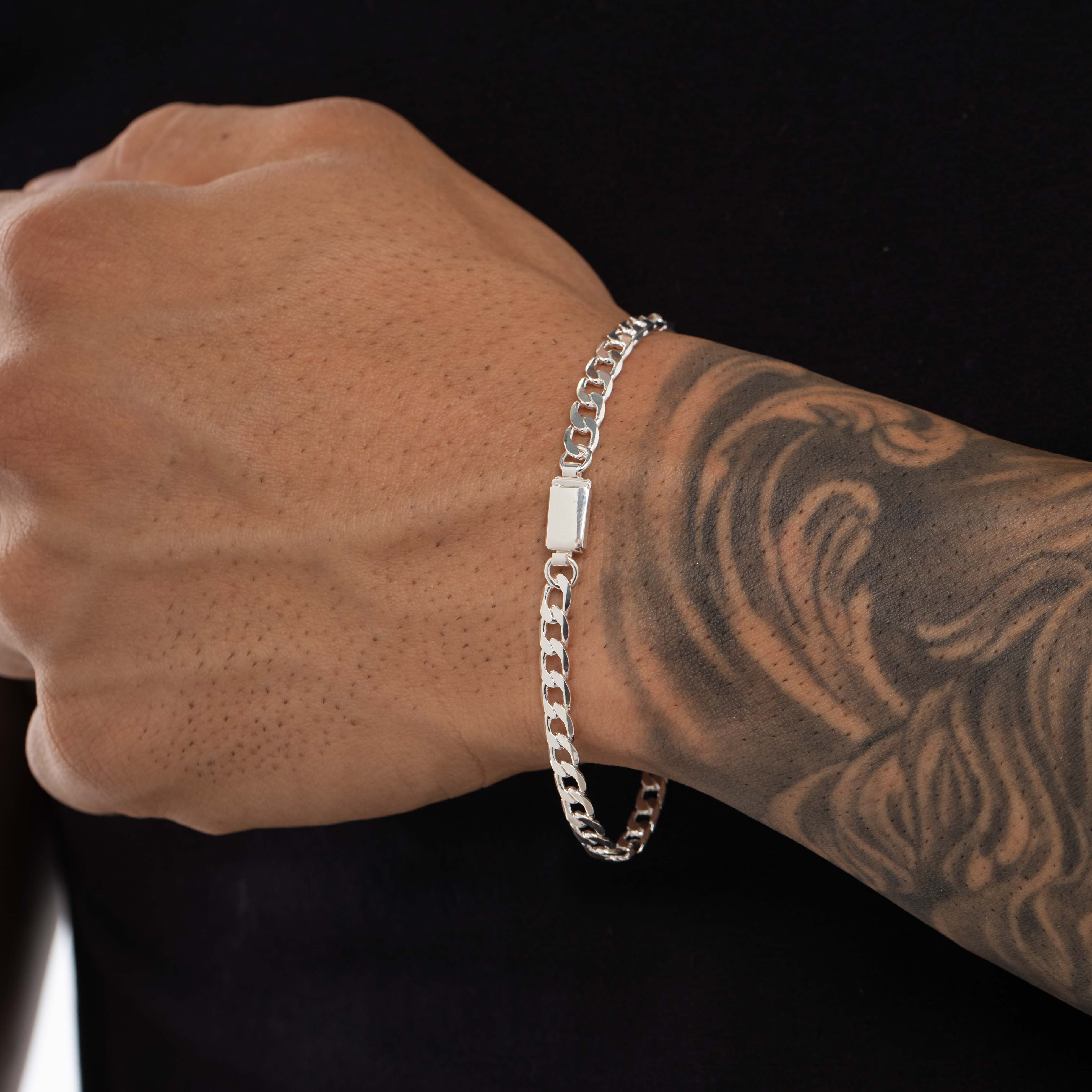 PULSEIRA MASCULINA GRUMET LARGO COM FECHO GAVETA - BANHADO A PRATA 925