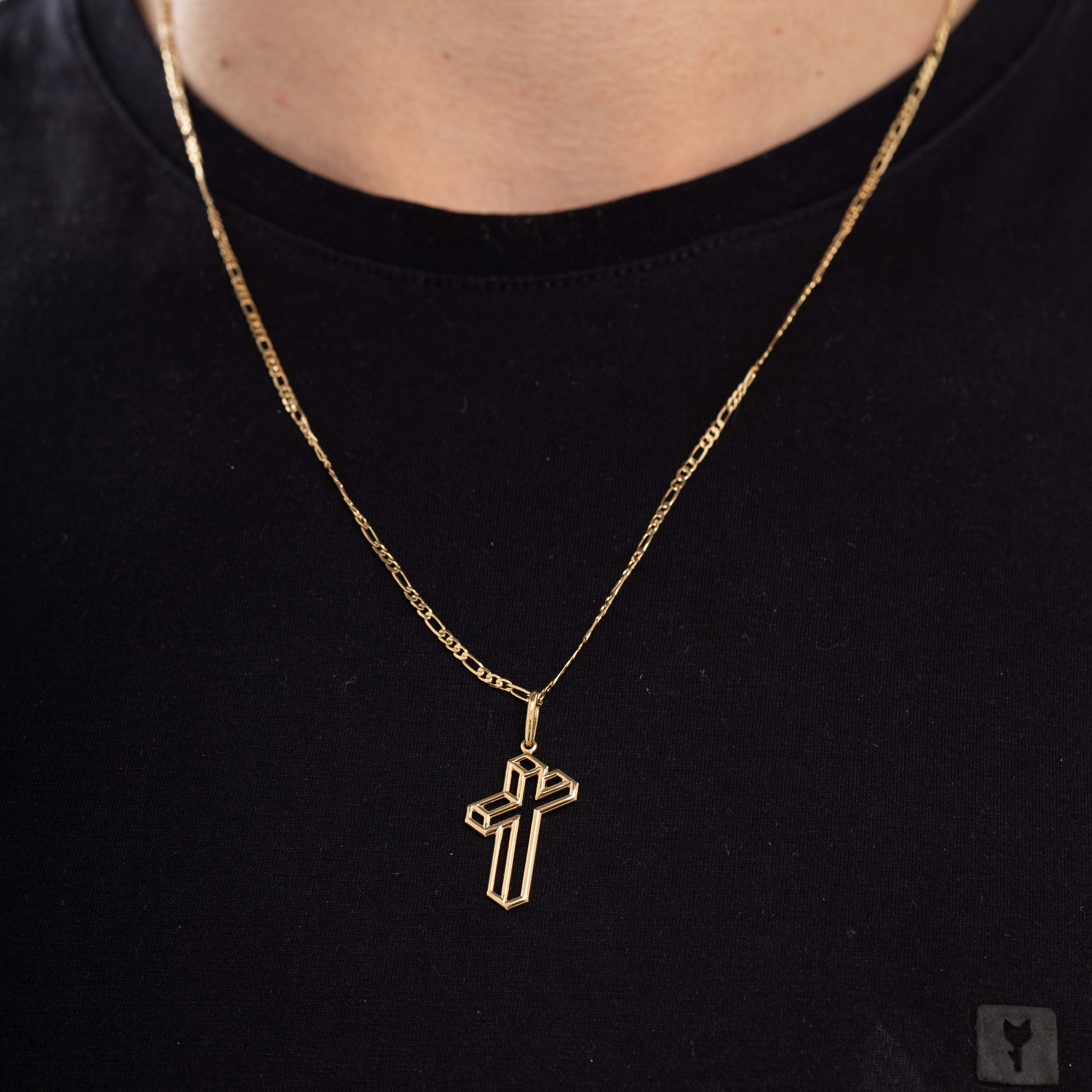 CORRENTE MASCULINA EXTRA FINA 3X1 ELO LARGO E PEQUENO COM FECHO GAVETA  0.80MM - BANHADO A OURO 18K- BANHADO A OURO 18K