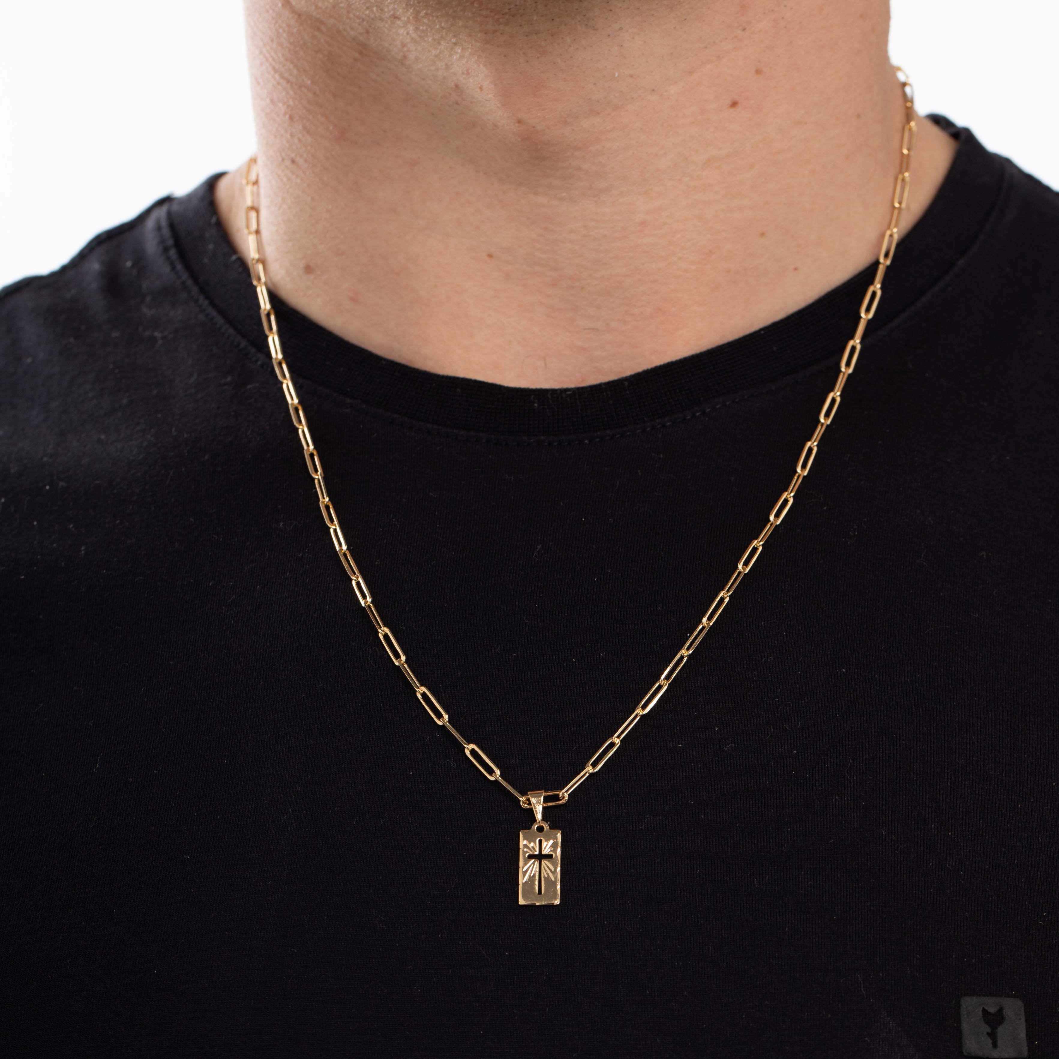 CORRENTE MASCULINA CARTHIE MÉDIO ELO FINO COM FECHO GAVETA 0.80MM- BANHADO A OURO 18K