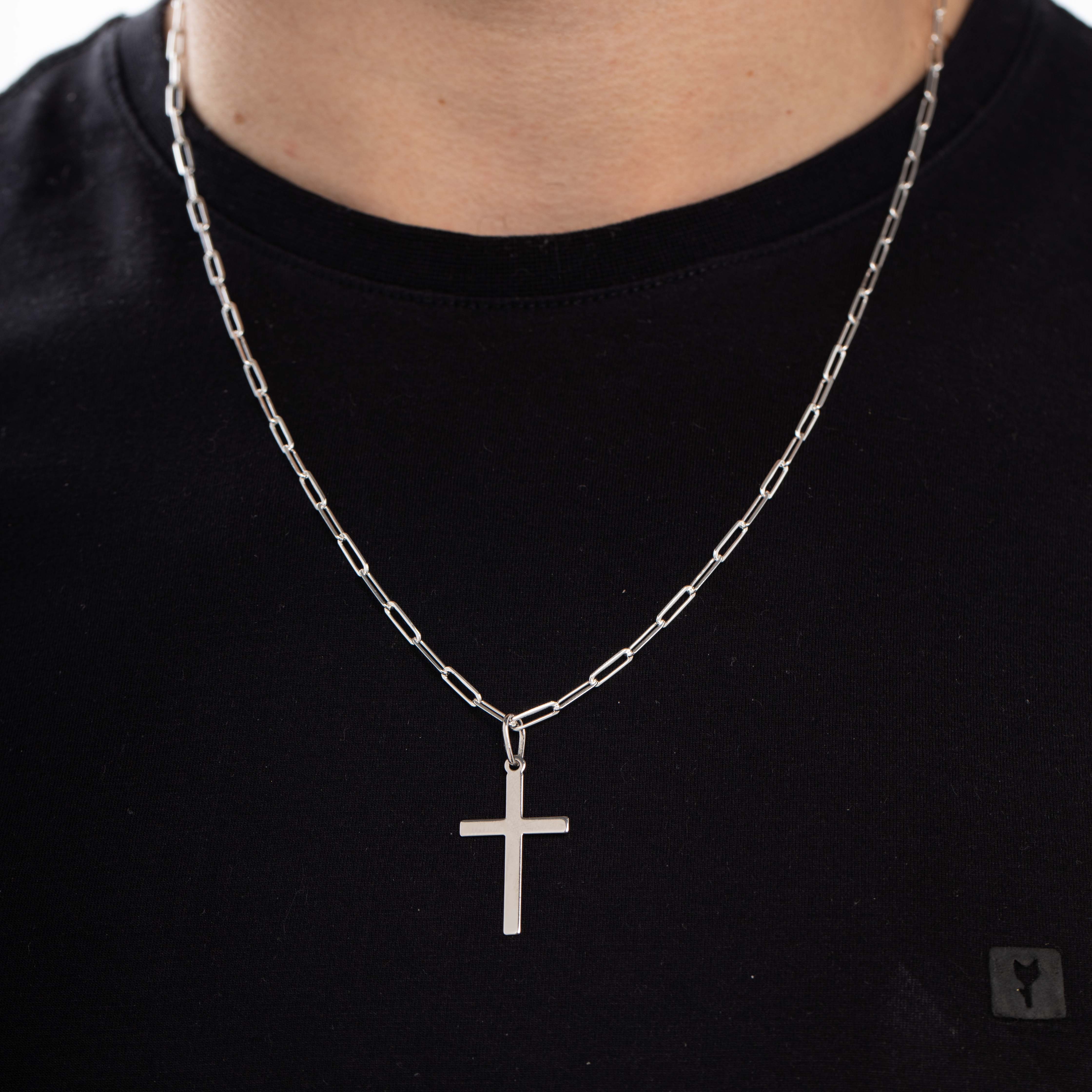 CORRENTE MASCULINA CARTHIE MÉDIO ELO FINO COM FECHO GAVETA 0.80MM- BANHADO A PRATA 925