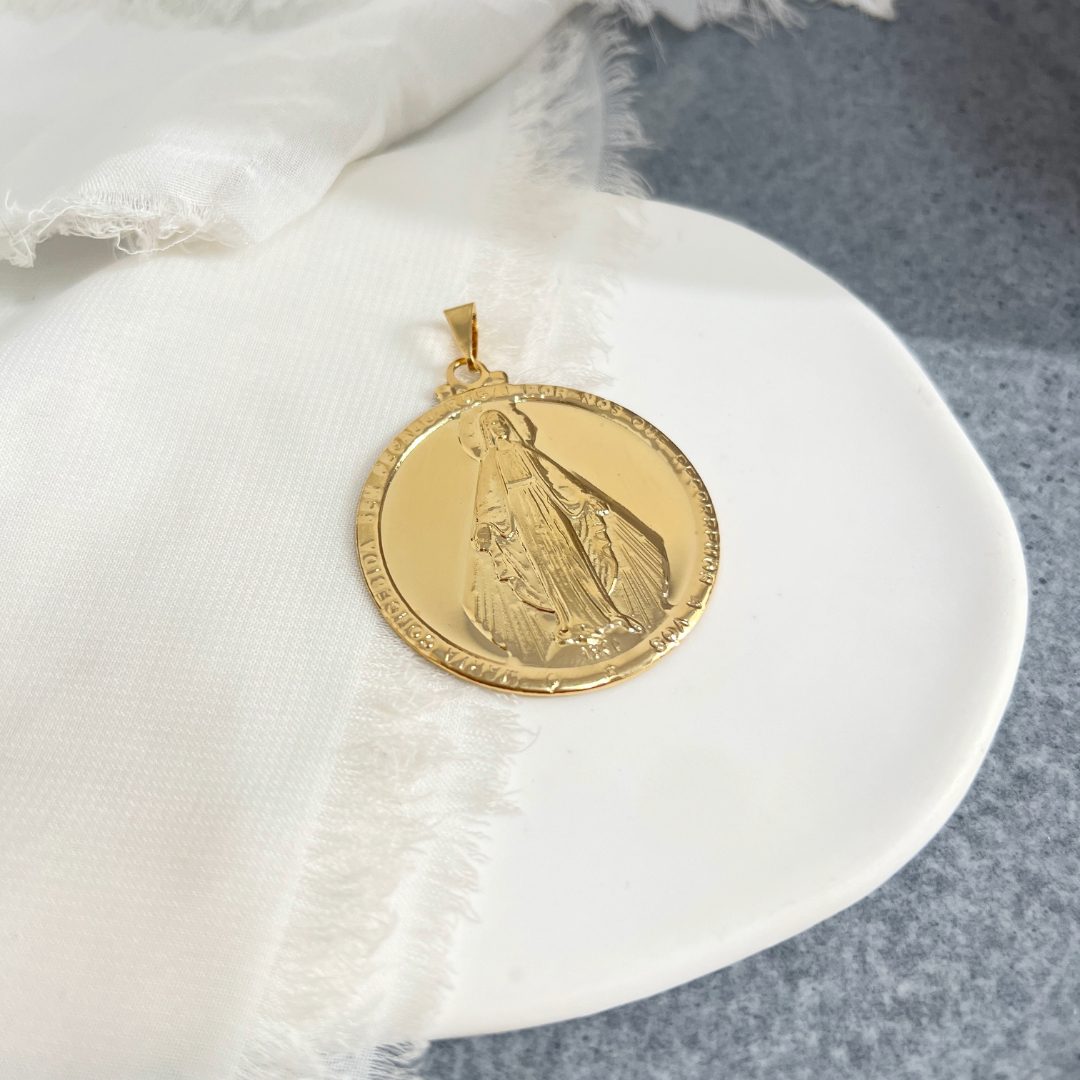PINGENTE MEDALHA REDONDA NOSSA SENHORA DAS GRAÇAS