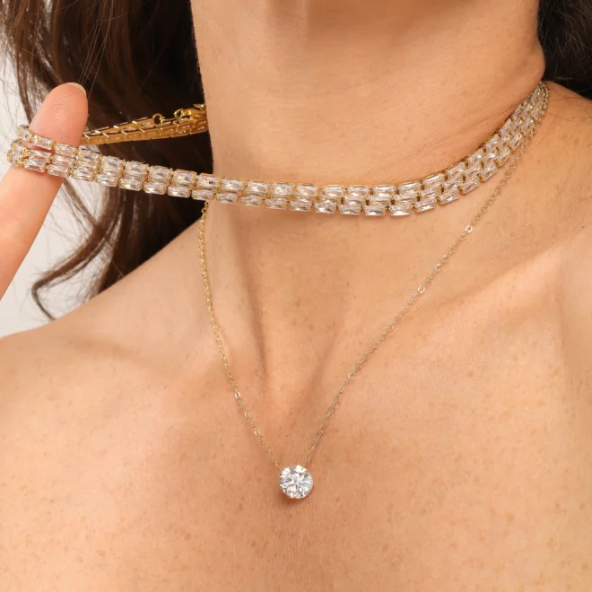 CHOKER ZIRCÔNIAS BAGUETE