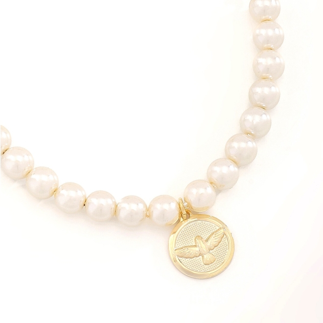 PULSEIRA PÉROLAS MEDALHA ESPÍRITO SANTO