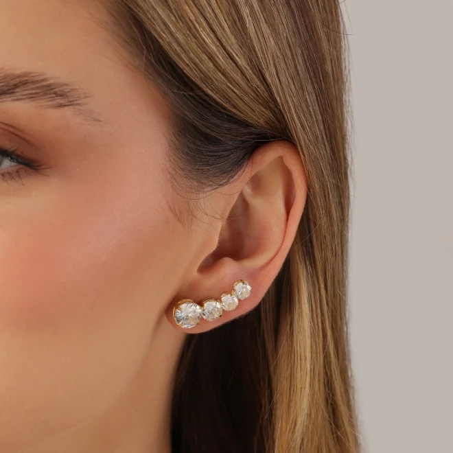 EAR CUFF ZIRCÔNIAS REDONDAS