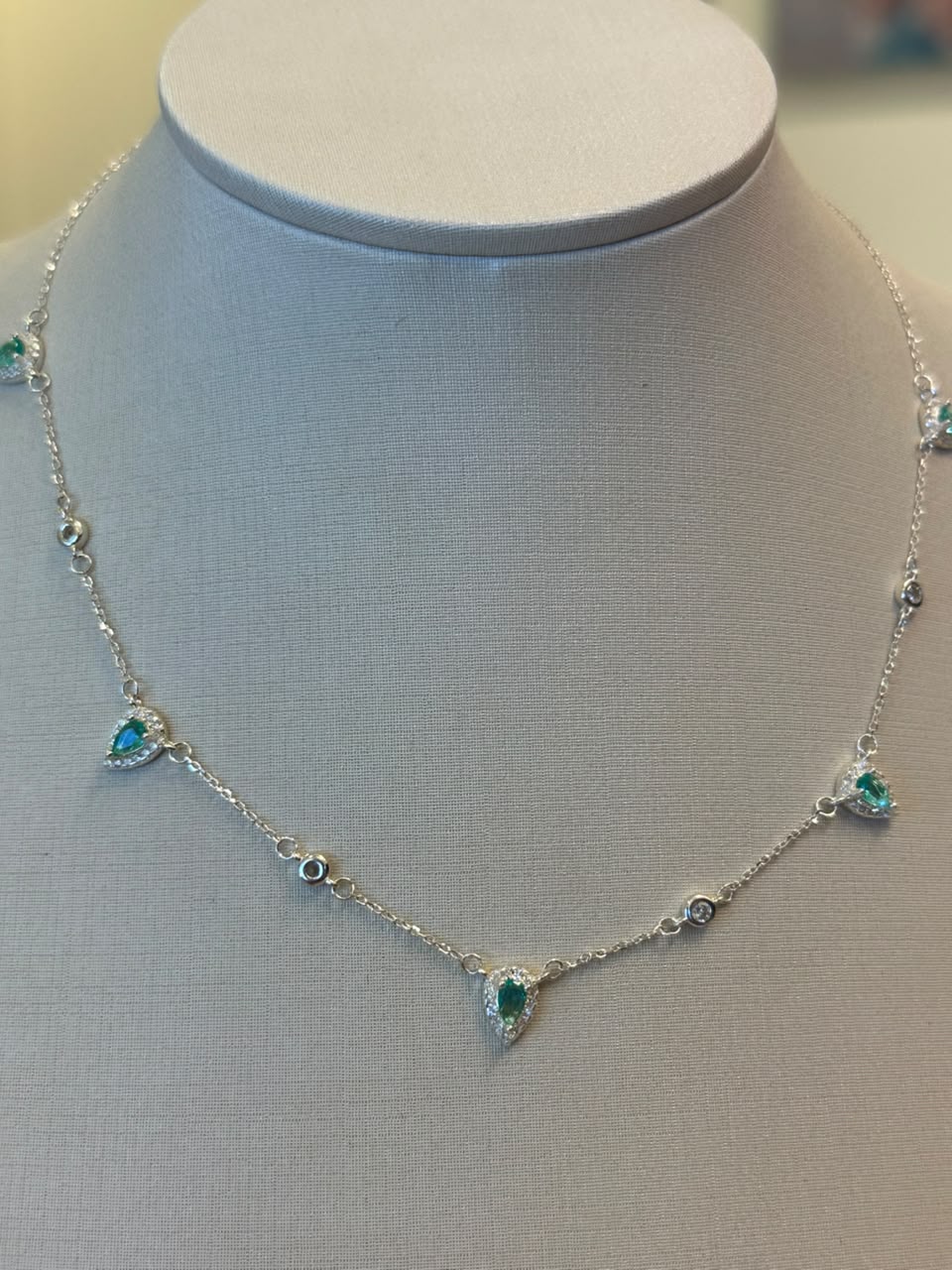 CHOKER PRATA GOTAS VERDE TIFFANY