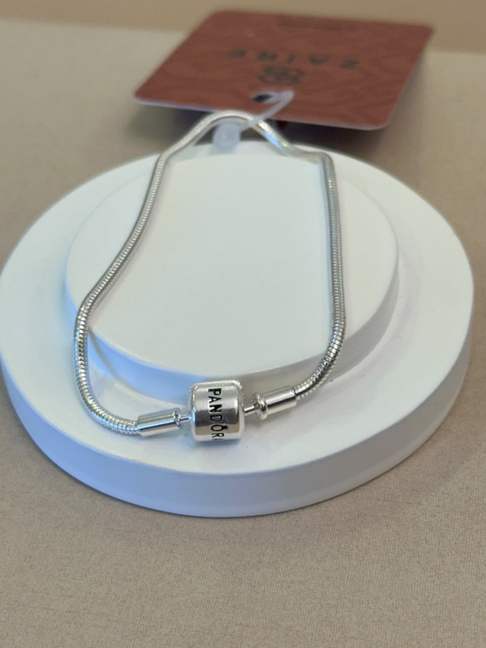 PULSEIRA PANDORA PRATA FECHO TAMBOR CRAVEJADO 17CM