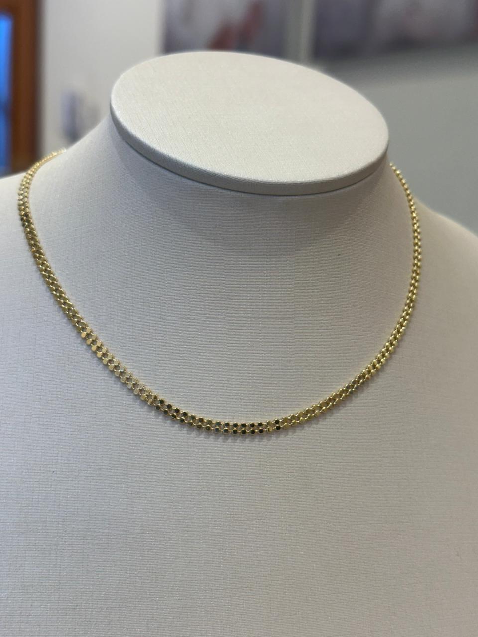 CHOKER MALHA DUPLA BOLINHAS DIAMANTADAS