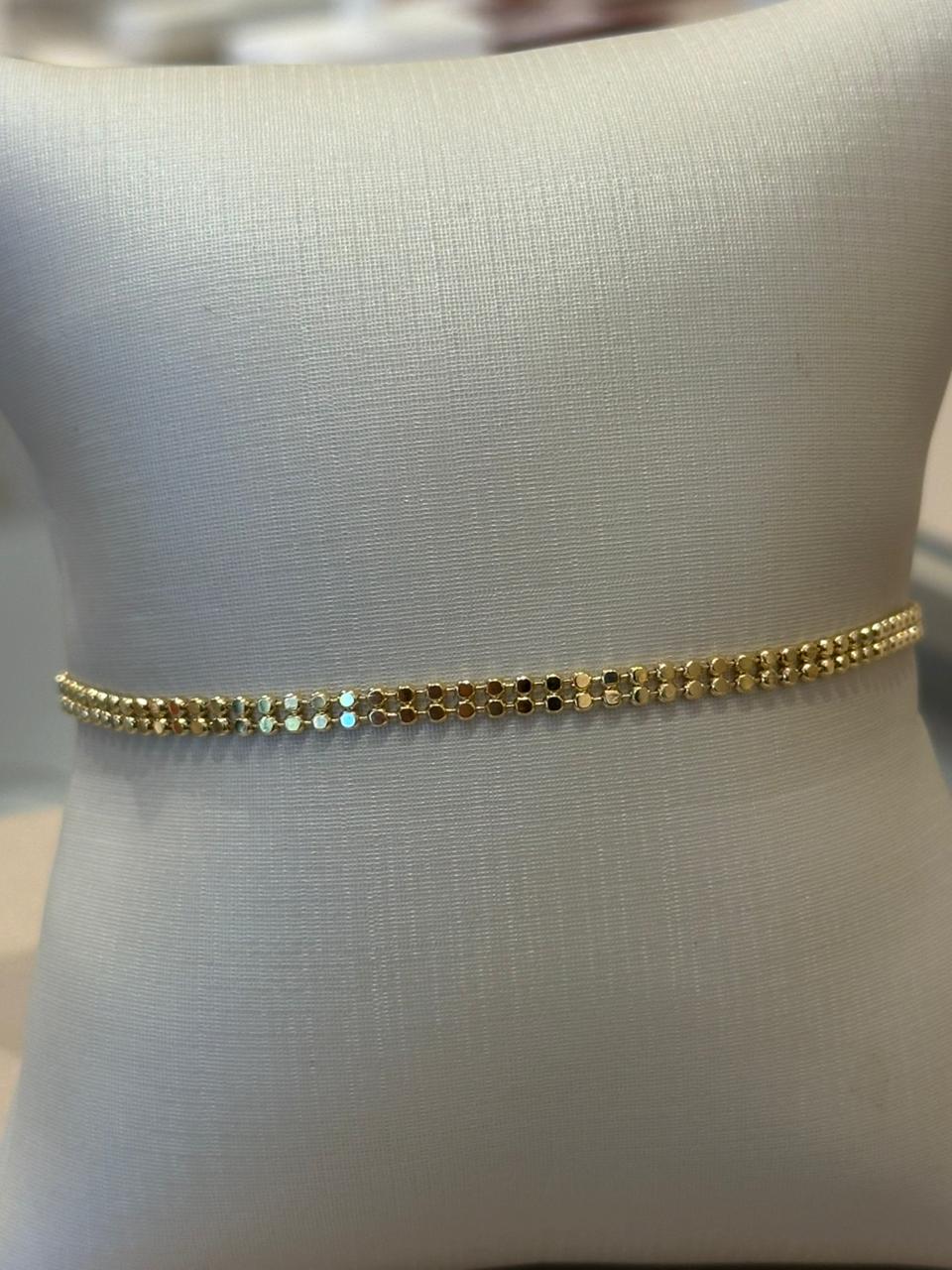 PULSEIRA MALHA DUPLA BOLINHAS DIAMANTADAS
