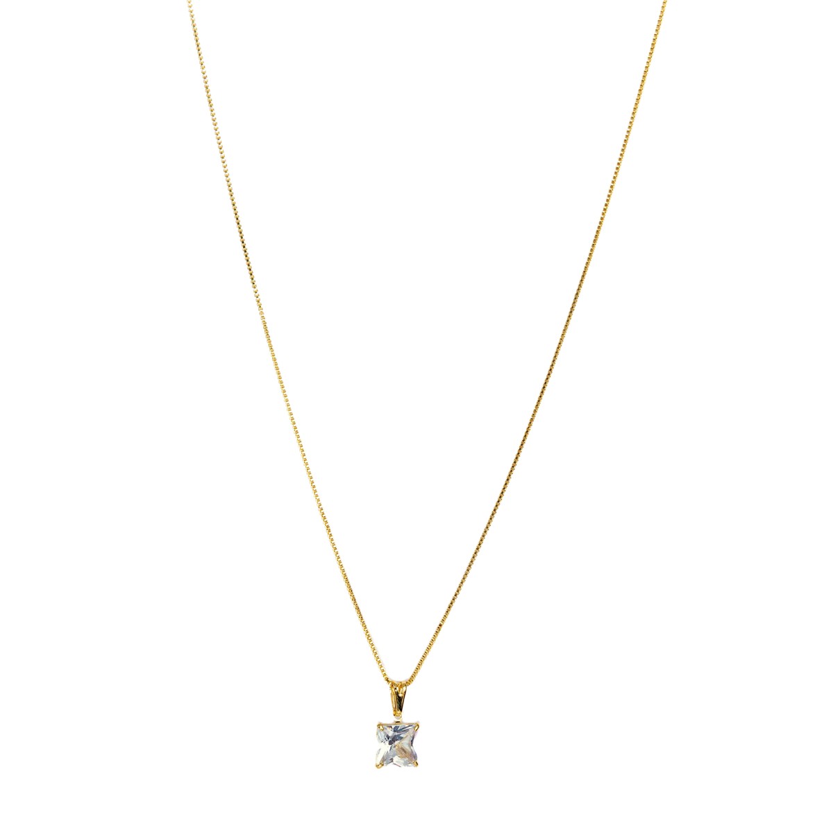 GARGANTILHA VENEZIANA + PINGENTE ZIRCONIA QUADRADA 8,5MM