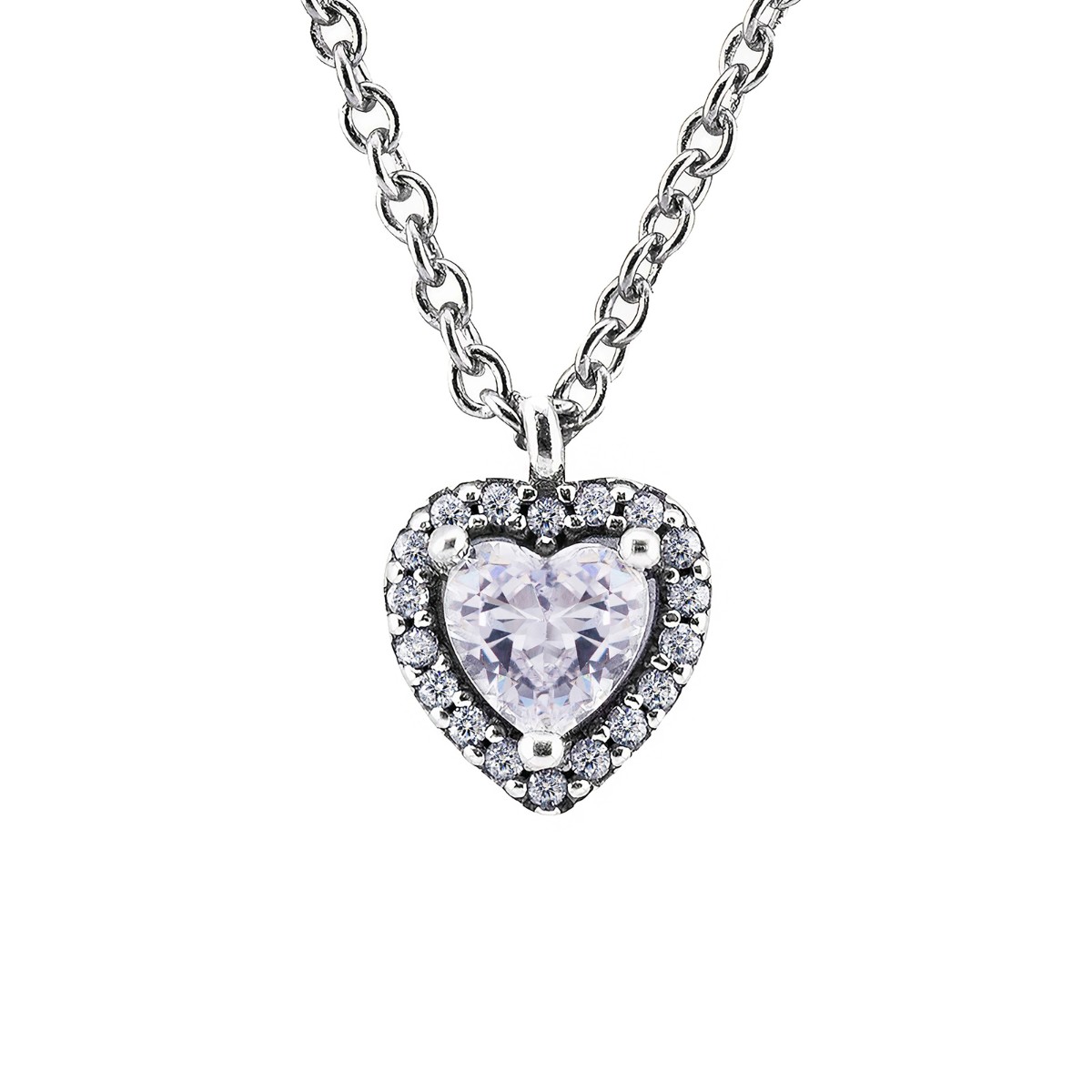 GARGANTILHA P925 1 CORAÇAO CRAVEJADO 1 CORAÇAO ZIRCONIA 40CM+5CM