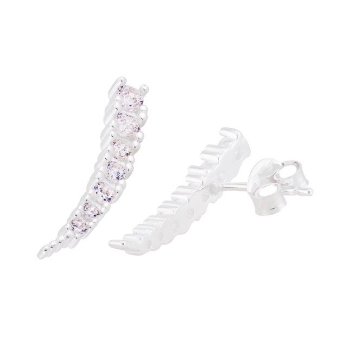 BRINCO MEDIO P925 EARCUFF DETALHE ZIRCONIA WHITE PONTA FINA