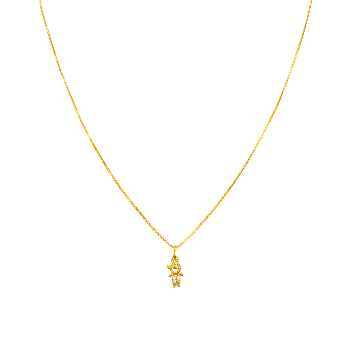 GARGANTILHA VENEZIANA + PINGENTE MENINO CRAVEJADO 10MM