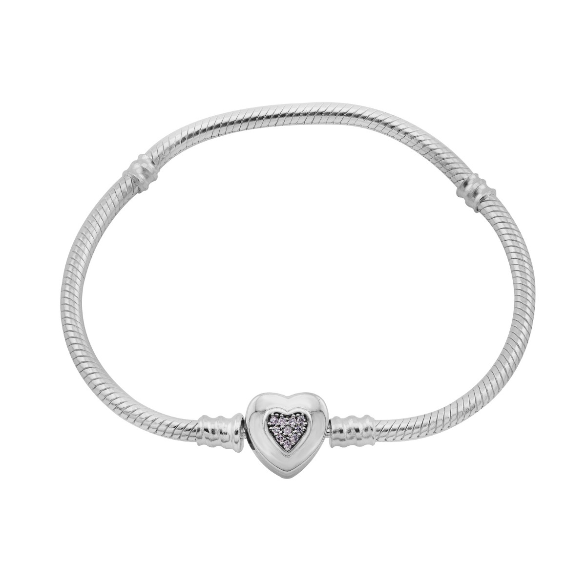 PULSEIRA P925 BRACELETE PARA BERLOQUE FECHO CORAÇAO CRAVEJADO
