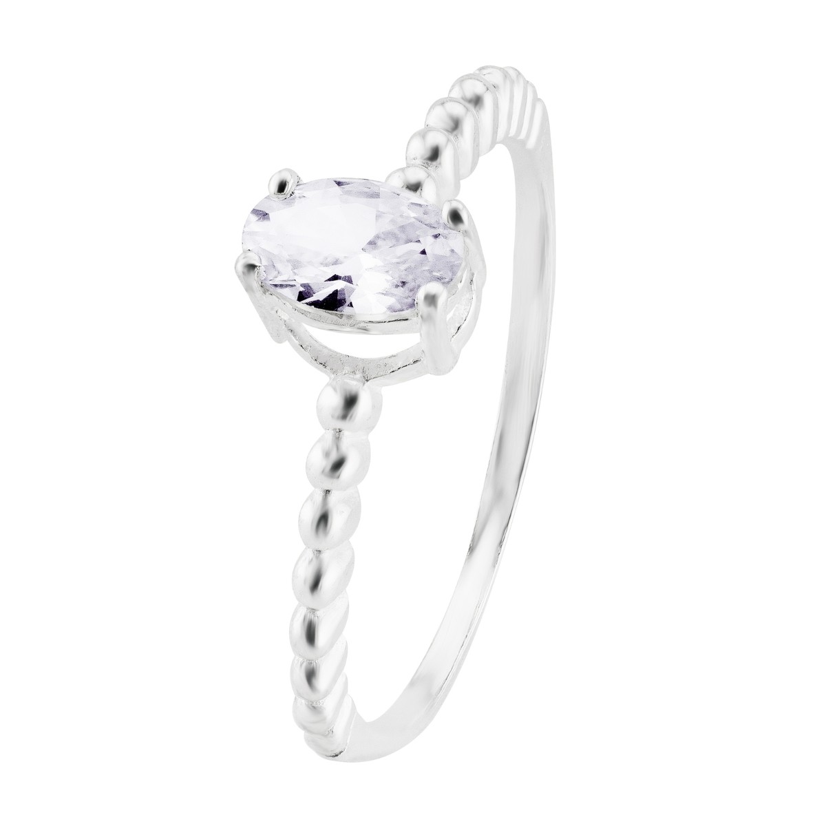 ANEL P925 ZIRCONIA OVAL LATERAL DE BOLINHAS