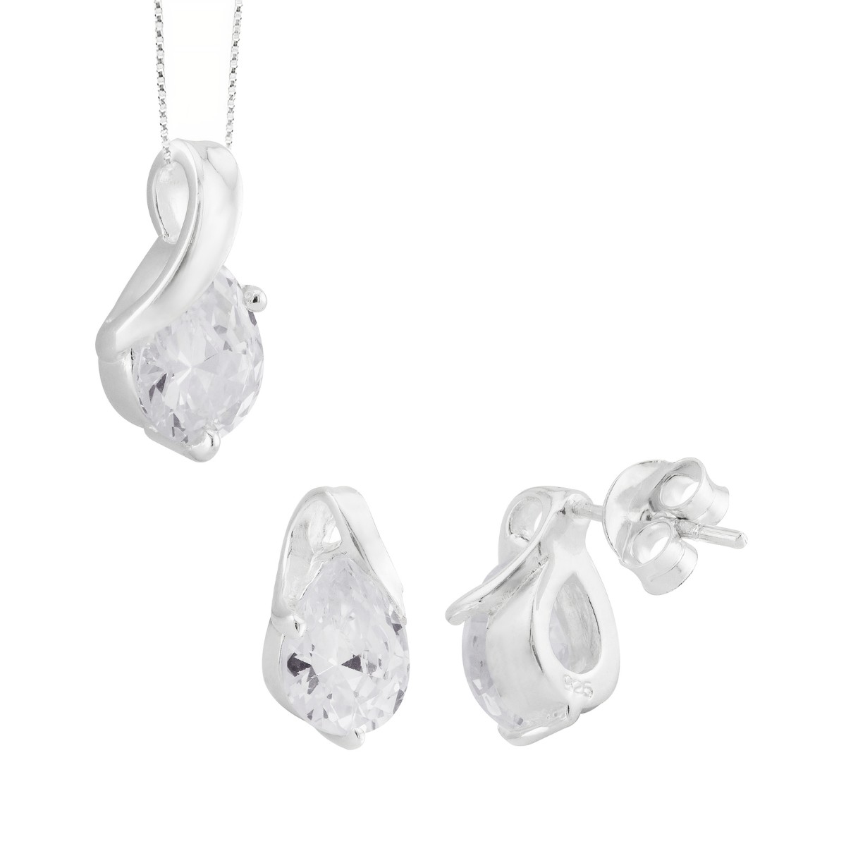 CONJUNTO P925 GOTA INFINITO ZIRCONIA CRISTAL+GARGANTILHA P925 VENEZIANA