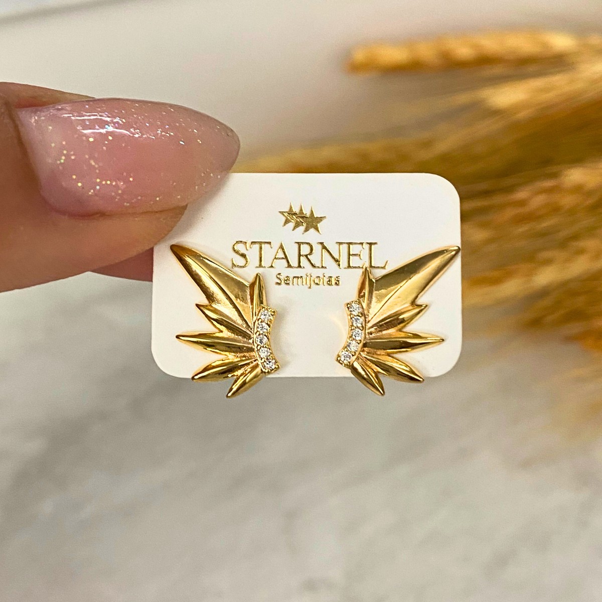 BRINCO EAR CUFF ASA DE ANJO COM 5 ZIRCONIAS CRISTAL