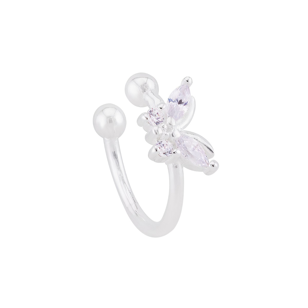 PIERCING P925 FAKE BORBOLETA COM ZIRCONIA