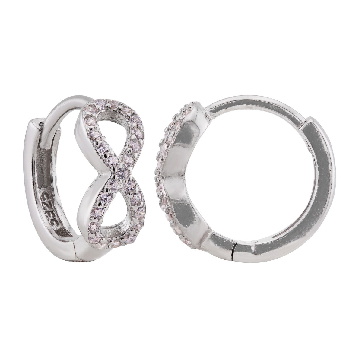 ARGOLA P925 CLICK PEQUENA INFINITO CRAVEJADA COM ZIRCONIA
