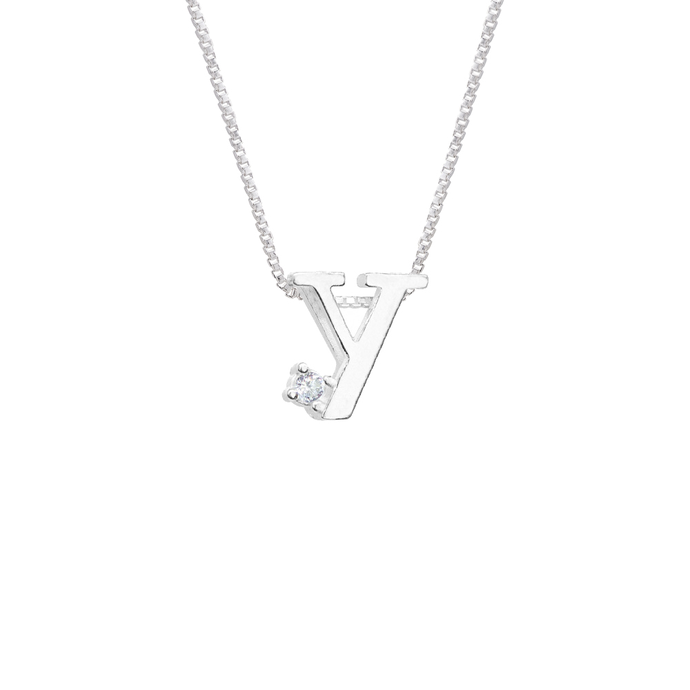 GARGANTILHA P925 LETRA Y COM ZIRCONIA CRISTAL 1X1CM