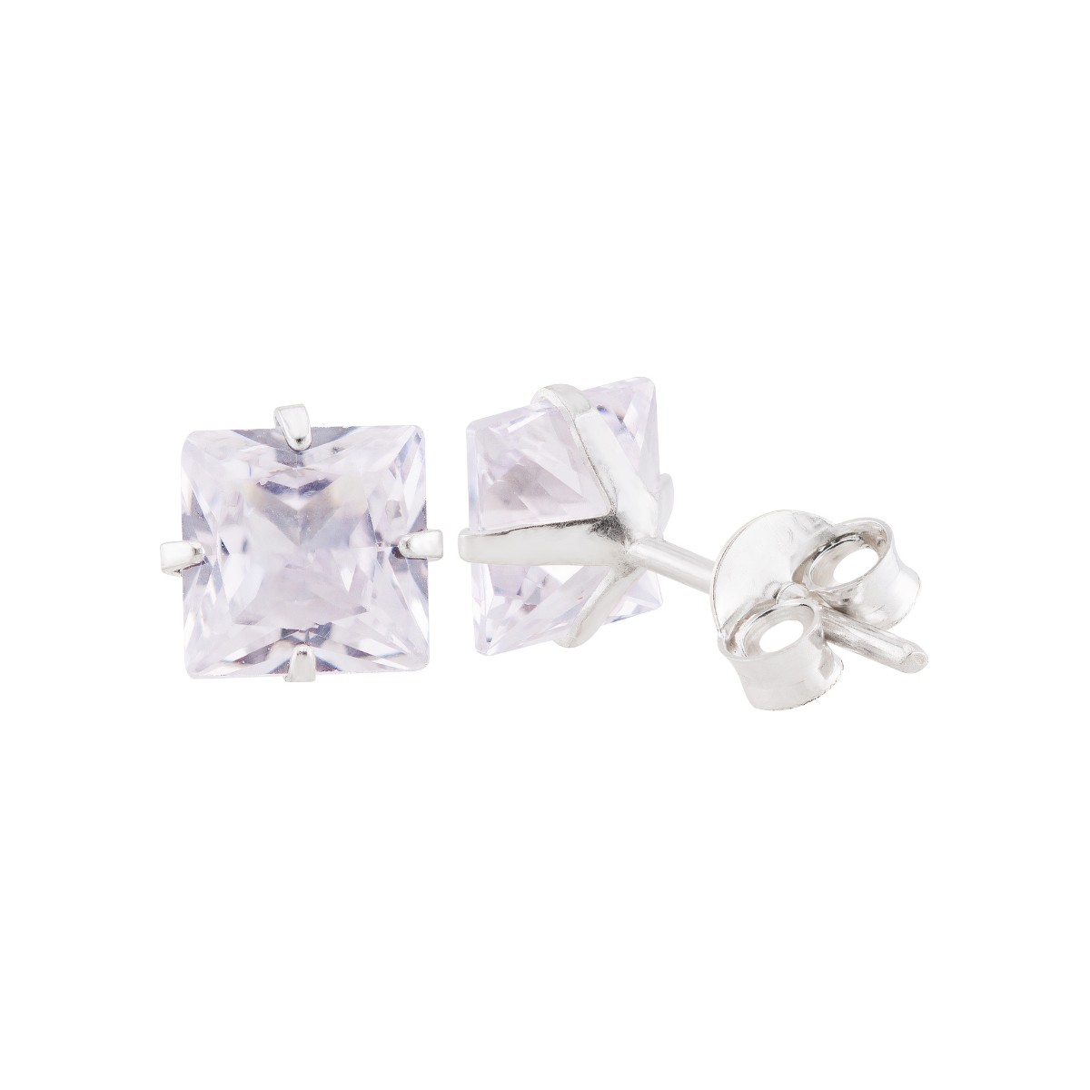 BRINCO PEQUENO P925 CARRE ZIRCÔNIA CARRE CRISTAL 6X6MM