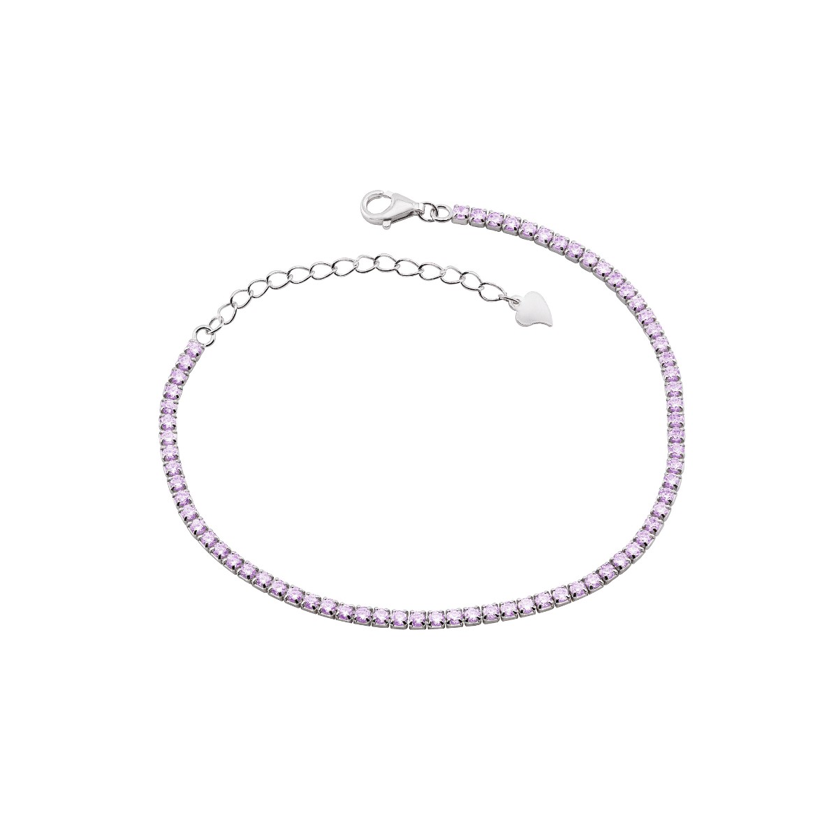 PULSEIRA P925 RIVIERA ZIRCÔNIA LILÁS 13,5CM + 6CM