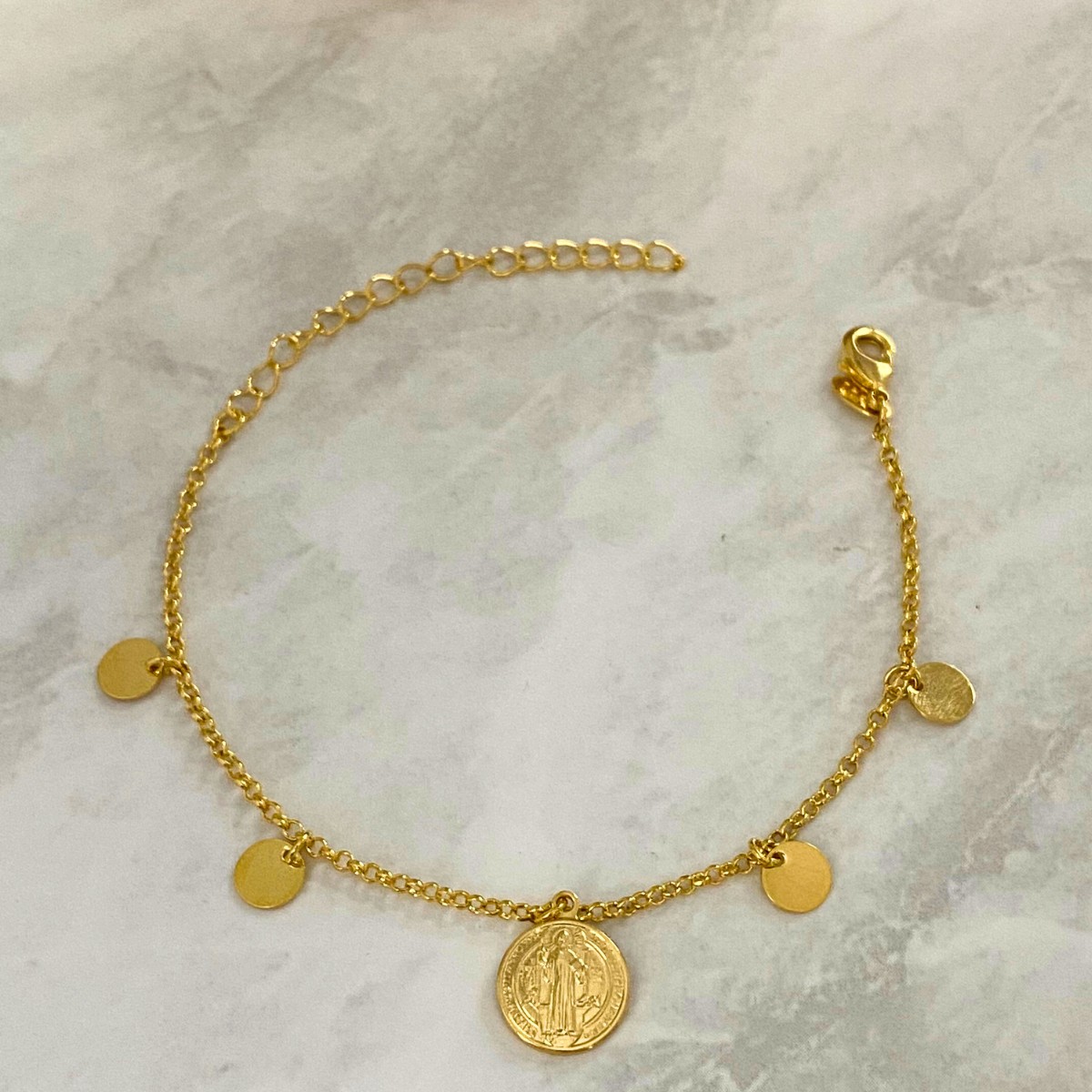 PULSEIRA SAO BENTO COM MEDALINHAS DE CHAPA REDONDA