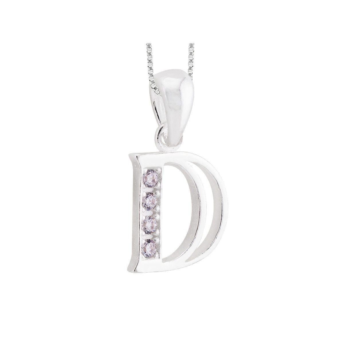 GARGANTILHA P925 VENEZIANA + PINGENTE LETRA CRISTAL (D)