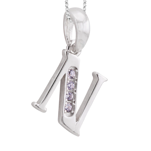 GARGANTILHA P925 VENEZIANA + PINGENTE LETRA CRISTAL (N)