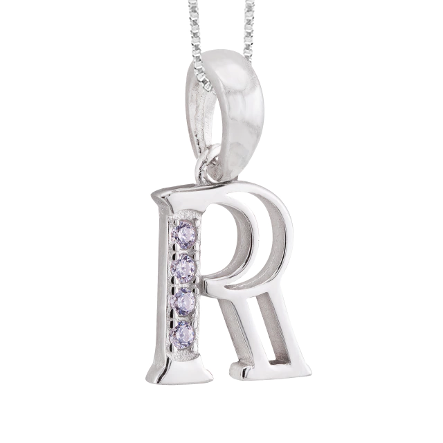 GARGANTILHA P925 VENEZIANA + PINGENTE LETRA CRISTAL (R)