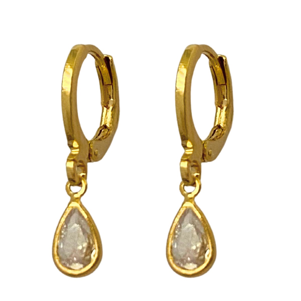 ARGOLA COM PINGENTE GOTA CRISTAL 4X9MM